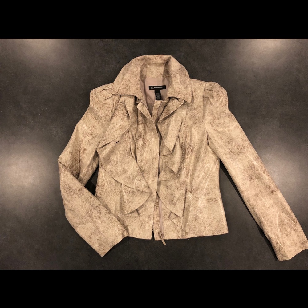 INC -  Python faux leather ruffled jacket